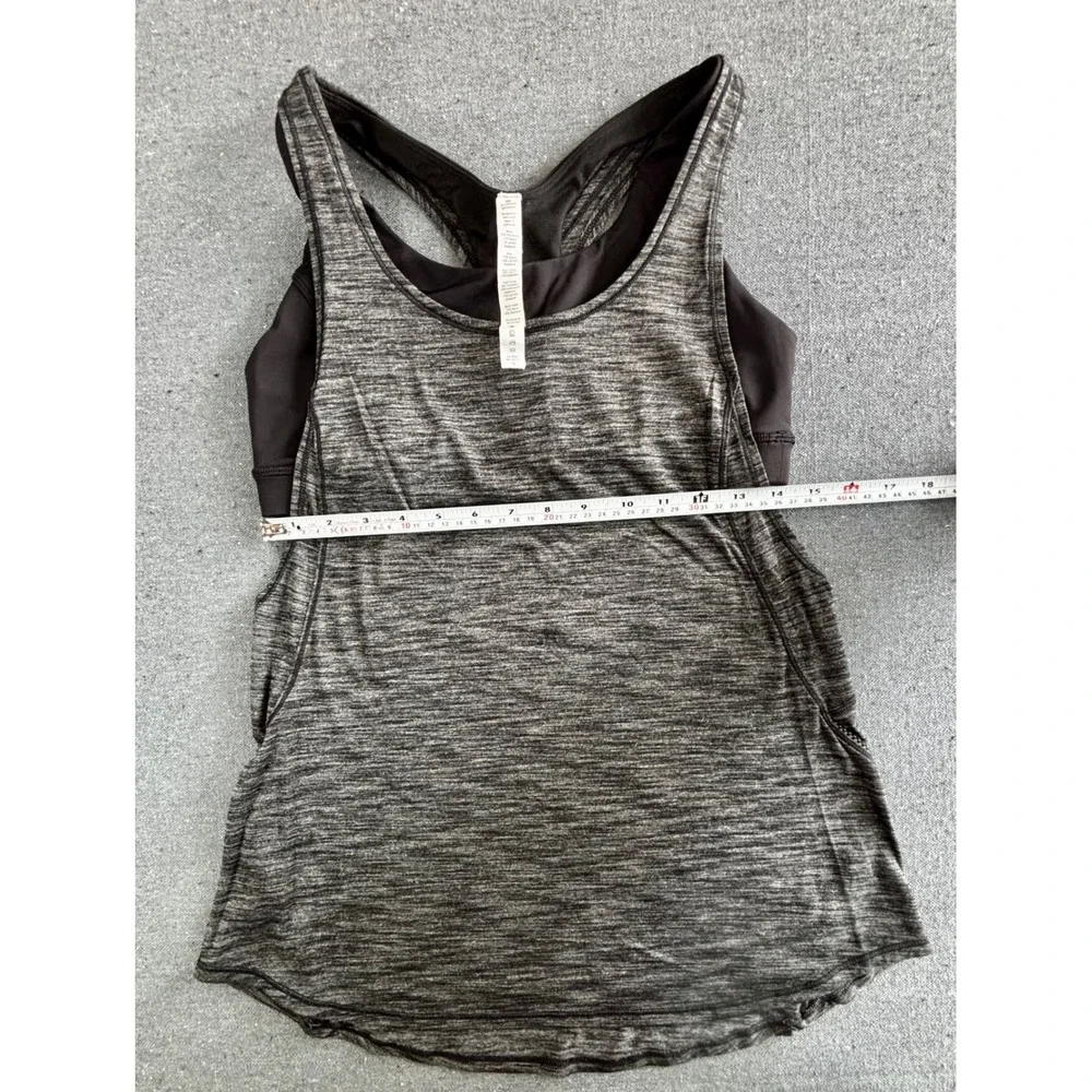 Lululemon Athletica 2-in-1 Tank Top Built-in Bra Space Dye Grey Racerback SZ 10